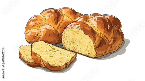 Challah Cartoon Style Vector Illustration for Creative Projects and Designs