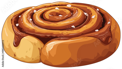 Cinnamon Roll Cartoon Style Vector Illustration