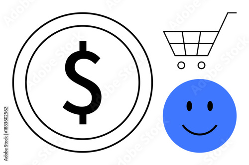 E-commerce concept. E-commerce connects money, shopping, and customer satisfaction online. E-commerce with easy payments for customer-friendly digital shopping. For retail, fintech, and user