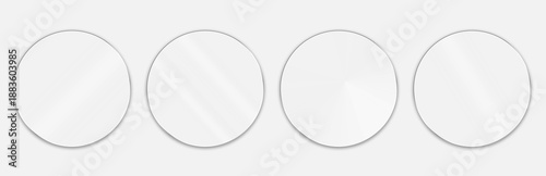 3D liquid glass disc with halo effect. Transparent glossy UI element. Round acrylic button or mirror, futuristic sphere, lens or token for digital interface, game asset, tech design.