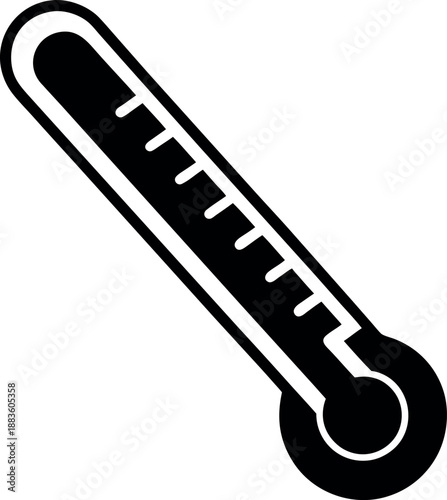 Mercury Thermometer Icon in Diagonal Orientation for Temperature and Climate Illustration