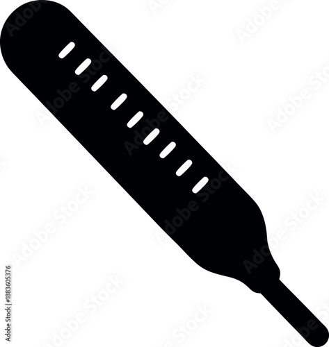 Silhouette Mercury Thermometer Icon with Temperature Scale for Medical and Health Monitoring Illustration