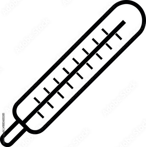 Vertical Mercury Thermometer Line Drawing Icon with Temperature Scale for Medical and Health Illustration