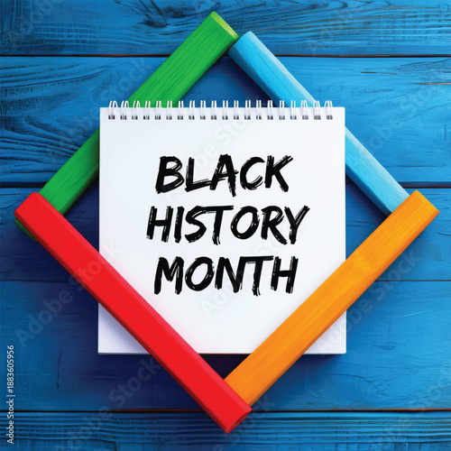 Black History Month Creative Typography Design with Colorful Frame – Educational Cultural Awareness Illustration