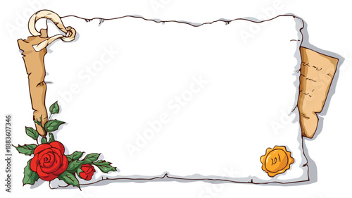 Blank Invitation Card Cartoon Style Vector Illustration