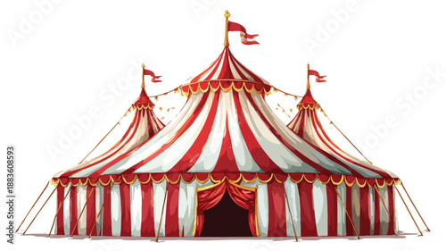 Colorful Circus Tent Cartoon Style Vector Illustration for Events Promotion