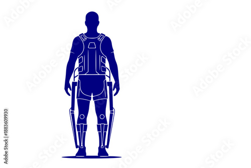 Industrial Robotic Exoskeleton Vector Icon for Human Augmentation and Workplace Safety Technology