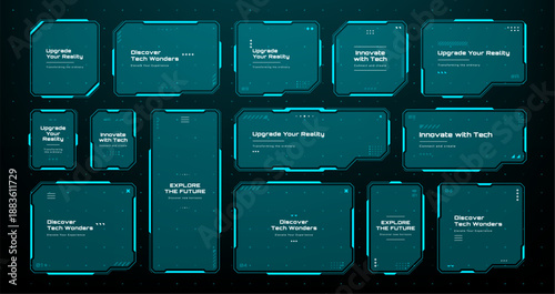 Sci fi hud frames and elements for a digital interface. Future infographic display with modern graphic template for technology ui.