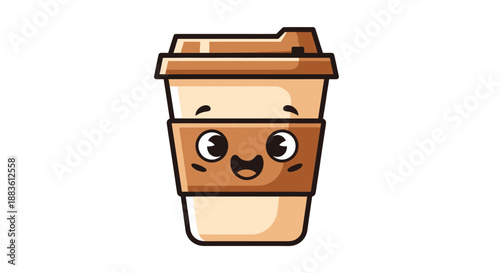 Cartoon Coffee Cup with Happy Face.