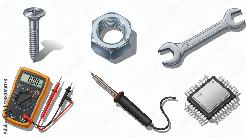 Fototapeta premium Assembly tools, equipment and electronic components