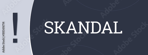 Photos Skandal (scandal) - A blue banner illustration with white text.