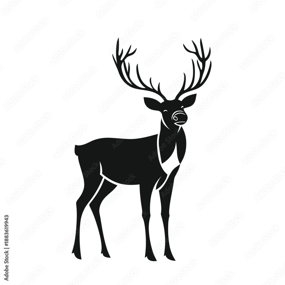 Obraz premium Stylized Black Silhouette of a Majestic Reindeer