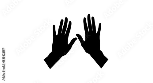 Black silhouette of two hands with palms facing each other in a gesture silhouette