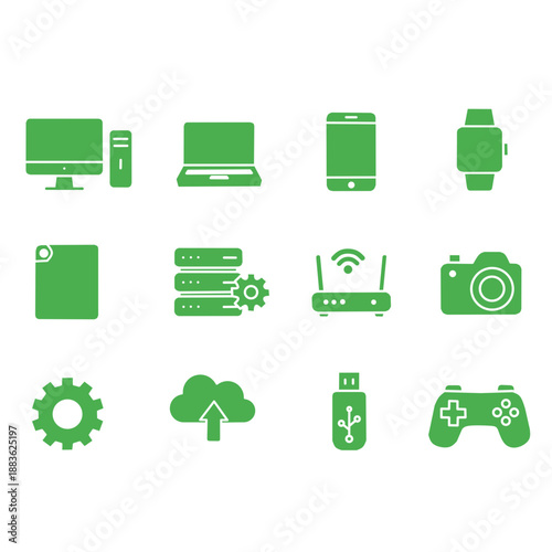 Green Technology Icon Set for Web, App, and System Interface