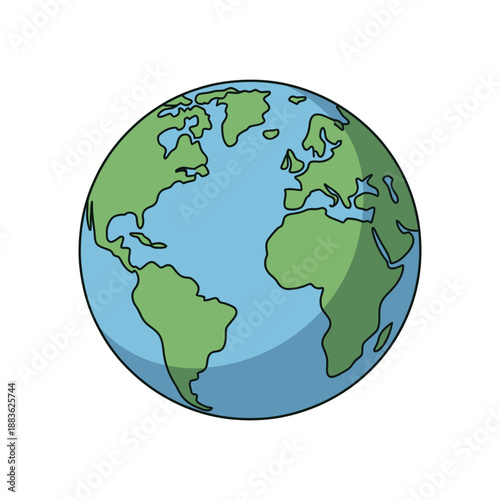 A colorful illustration of the Earth showcasing its continents and oceans