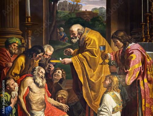 The Last Communion of St Jerome – the mosaic is a copy of a painting by Domenichino (1581-1641). St Peter's Basilica, Rome, Italy.