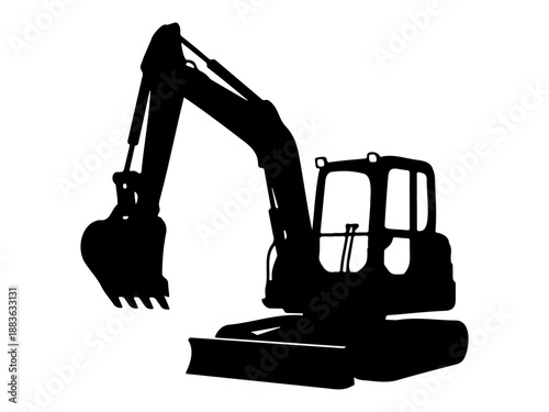 Excavator silhouette vector black monochrome icon illustration graphic