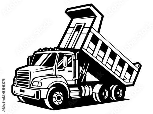 Heavy construction dump truck vector illustration