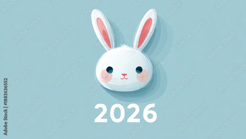 Obraz premium Cute easter bunny art 2026 design for holiday greeting cards and posters