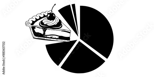 Creative Pie Chart Data Visualization with Real Pie Slice for Business Humor Vector