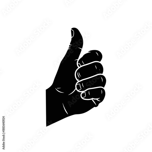 Hand giving thumbs up gesture in black silhouette.
