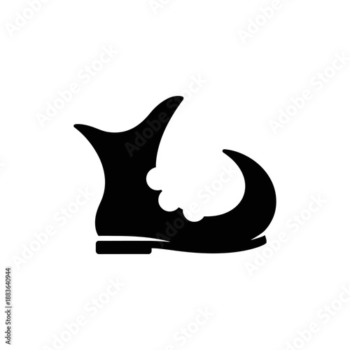 Black silhouette of an ice skate on a white background.