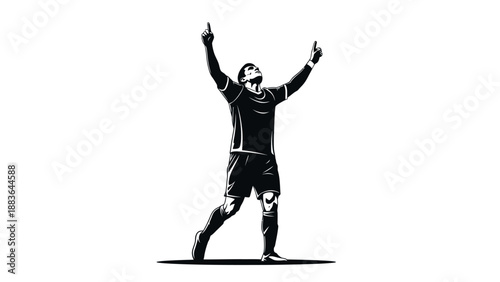 Triumphant Soccer Player Celebrating Victory.