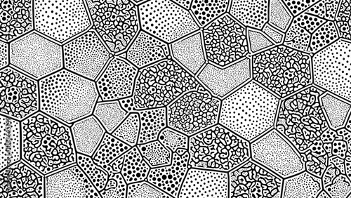 Geometric Pattern with Hexagons and Dots.