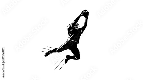 Man Catching Ball in Mid Air Jump.