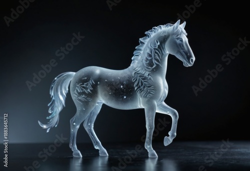 Sparkling Glass Horse Figurine with Glossy Finish on Black