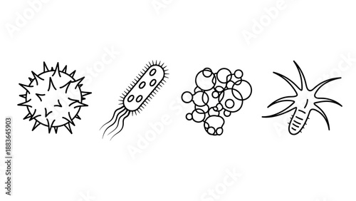 Various Bacteria and Virus Illustrations.