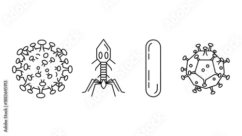 Virus Bacteria and Microorganism Illustrations.