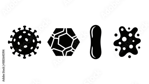 Virus Bacteria Microbe Cell Shapes Illustration.