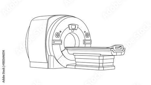 Medical MRI Machine Line Drawing Illustration.