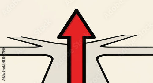 Red arrow merging from multiple paths symbolizing unity and direction