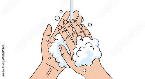 Washing Hands with Soap and Water to Prevent Germs and Bacteria