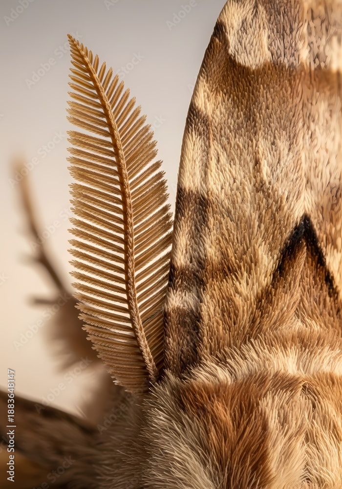 Fototapeta premium Macro Detail of Moth Antennae and Fur Texture