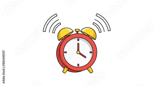 Alarm Clock Vector Illustration, Time Management Concept, Flat Design for Wake Up, Reminder