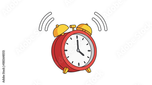 Alarm clock illustration, vector style graphic, time concept, wake up, reminder, daily routine