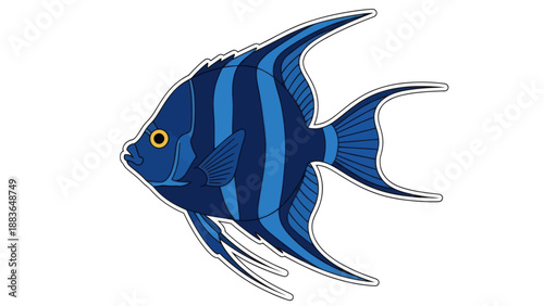 Blue Angelfish Vector Illustration, Flat Design, Marine Life, Aquatic, Ocean, Underwater