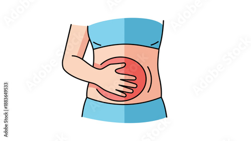 Abdominal Pain Image, Vector Illustration, Healthcare Concept, Medical Problem, Stomach Ache