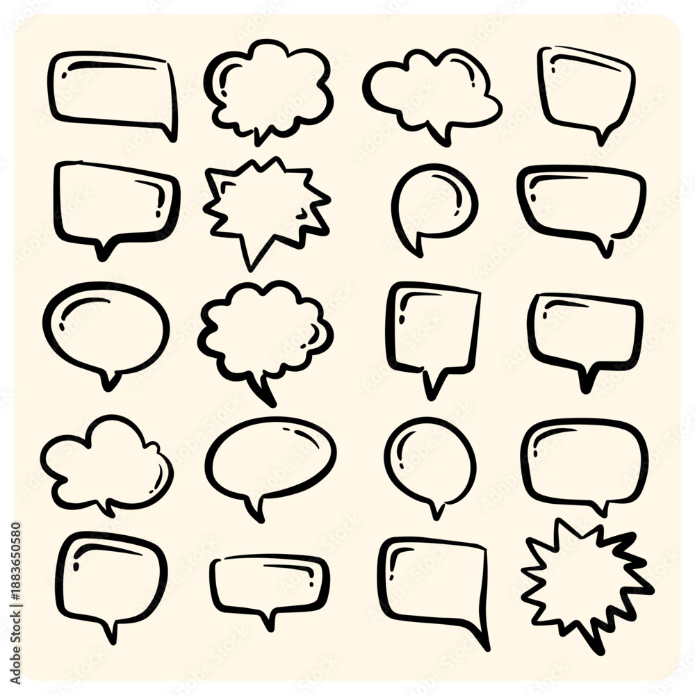 Fototapeta premium Hand Drawn Speech Bubbles and Comic Thought Balloon Collection