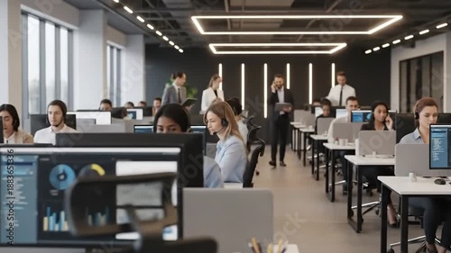 Modern Office Interior with Blurred Background 