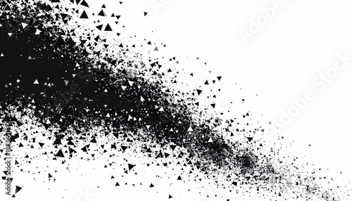 Abstract Black Particles Explosion on White Background