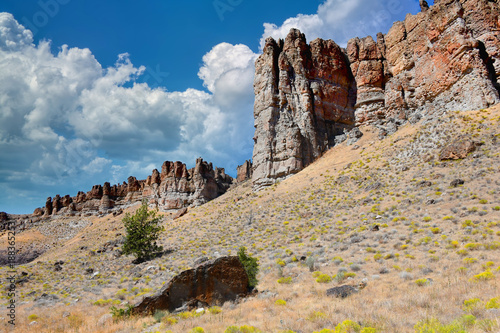 Valokuva Palisade Cliffs and Clouds at the Clarno Unit