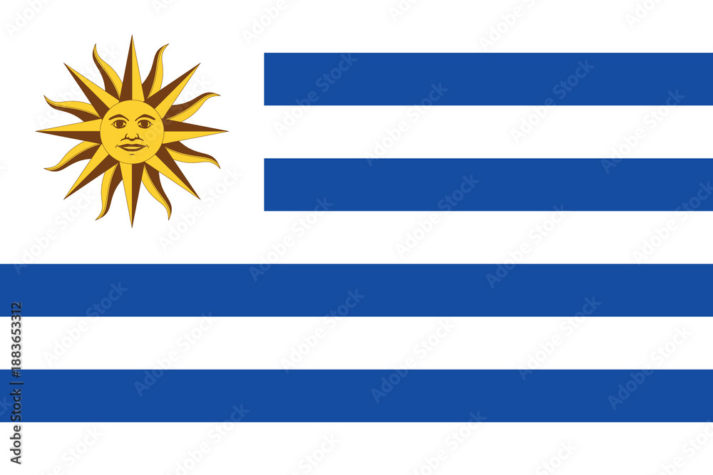 Obraz premium Flag of Uruguay. Uruguayan national symbol in official colors. Template icon. Abstract vector background.