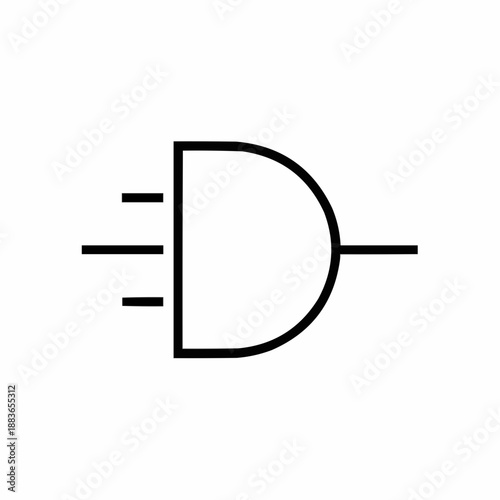 A simple black and white illustration of a D-type flip-flop digital logic gate symbol