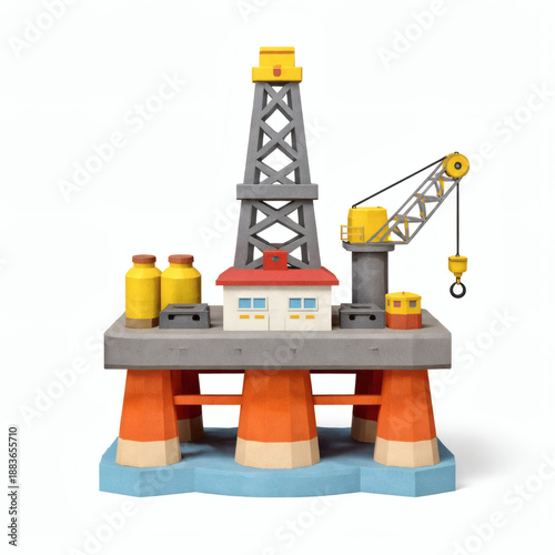 Oil Rig Model in the Ocean:...