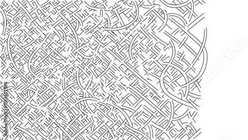 A detailed vector illustration of a city map with roads and buildings in a flat minimal design style