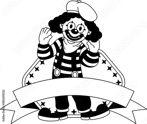 black and white illustration of The logo of mime artist